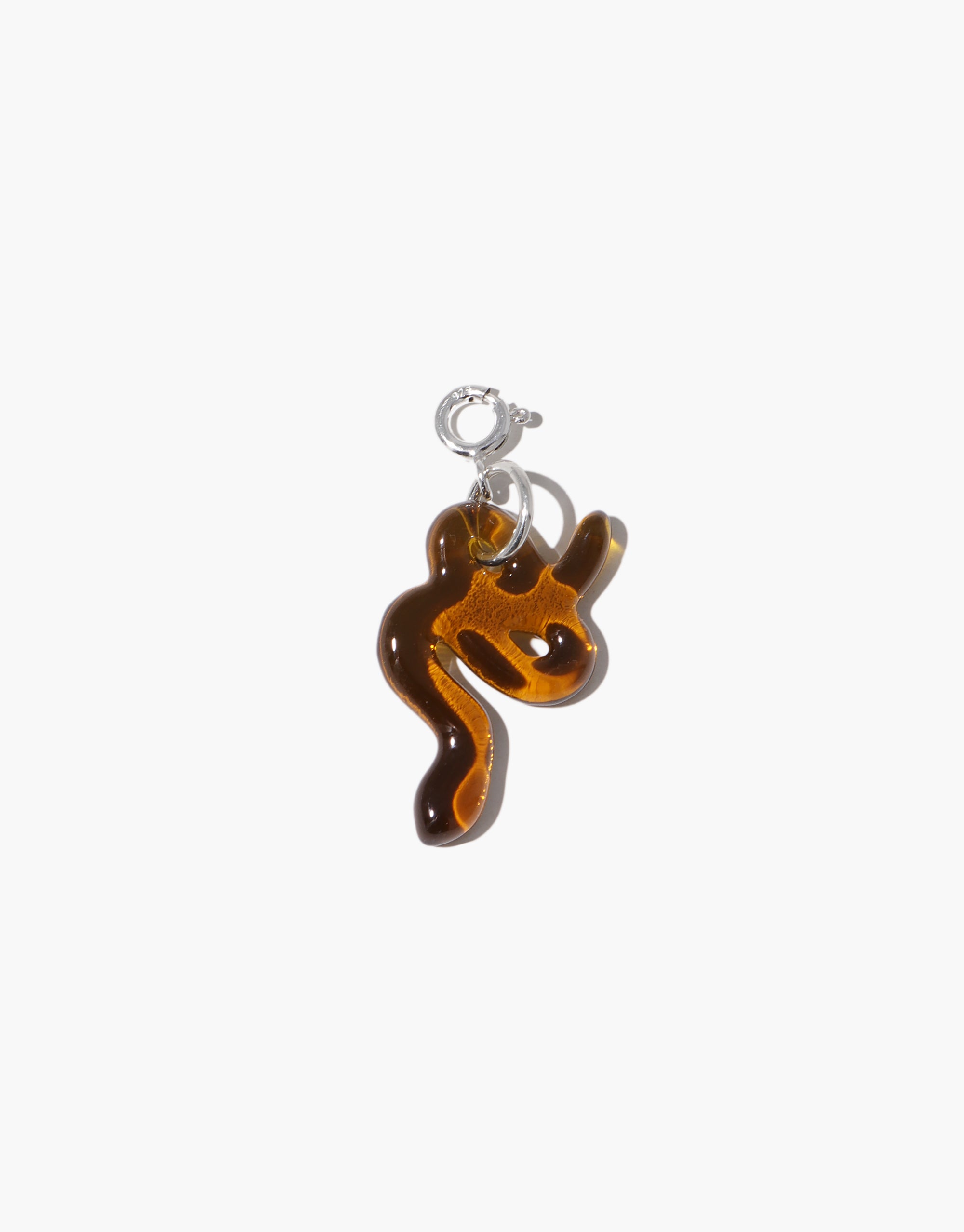 Snake Icon Charm with a silver ring and amber bead, part of CLED's eco-conscious collection, designed to enhance necklaces or bracelets with distinctive, playful shapes.