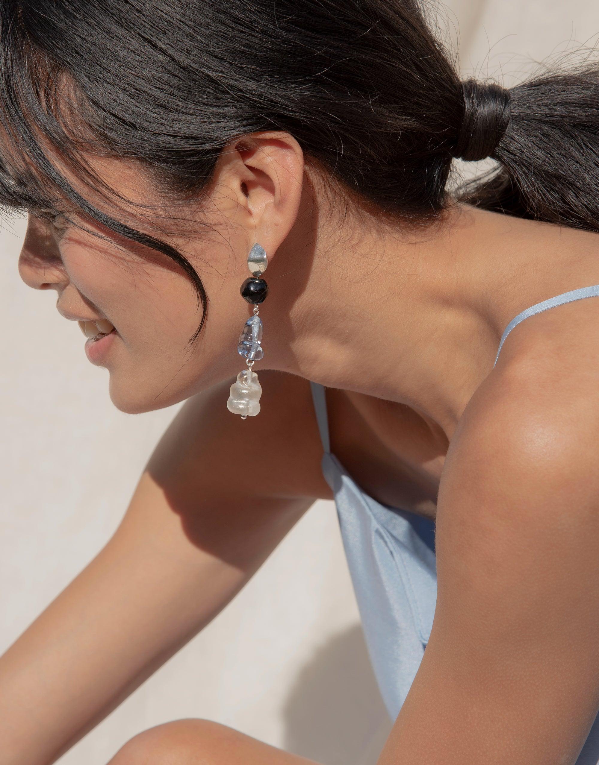 Blue pearl necklace and on sale earrings